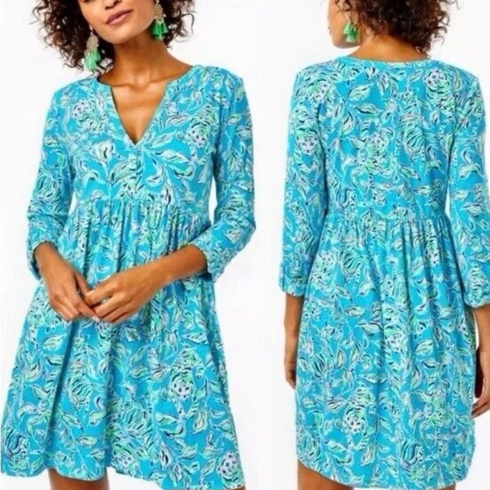 Lilly Pulitzer Loran Dress Outta Line Turquoise Oasis S Casual